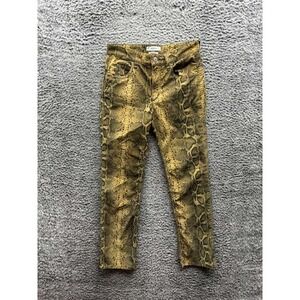 Isabel Marant Etoile Apolo Snakeskin Print Corduroy Pant Ochre Womens Size 34